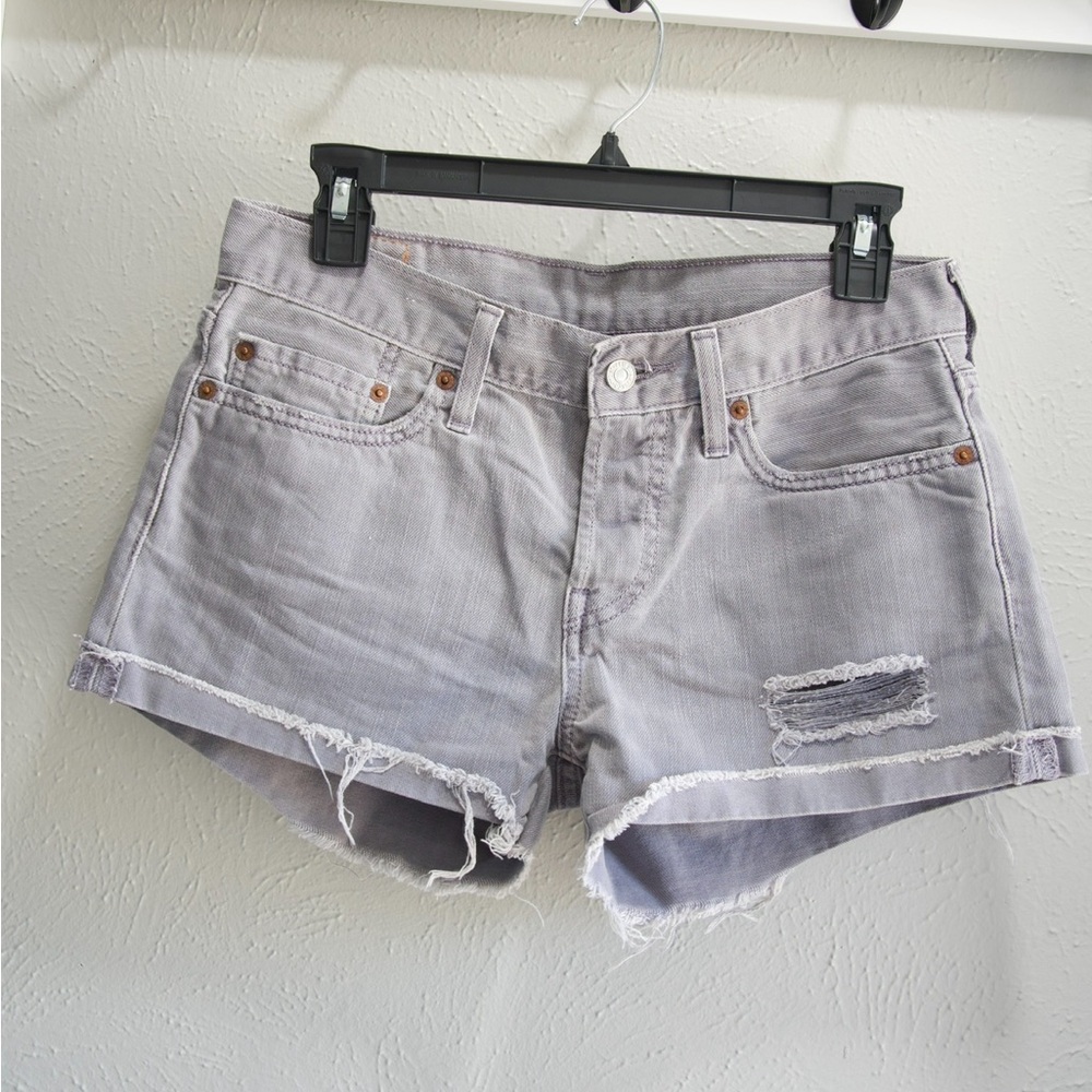 Levi's Light Gray Distressed Jean Shorts